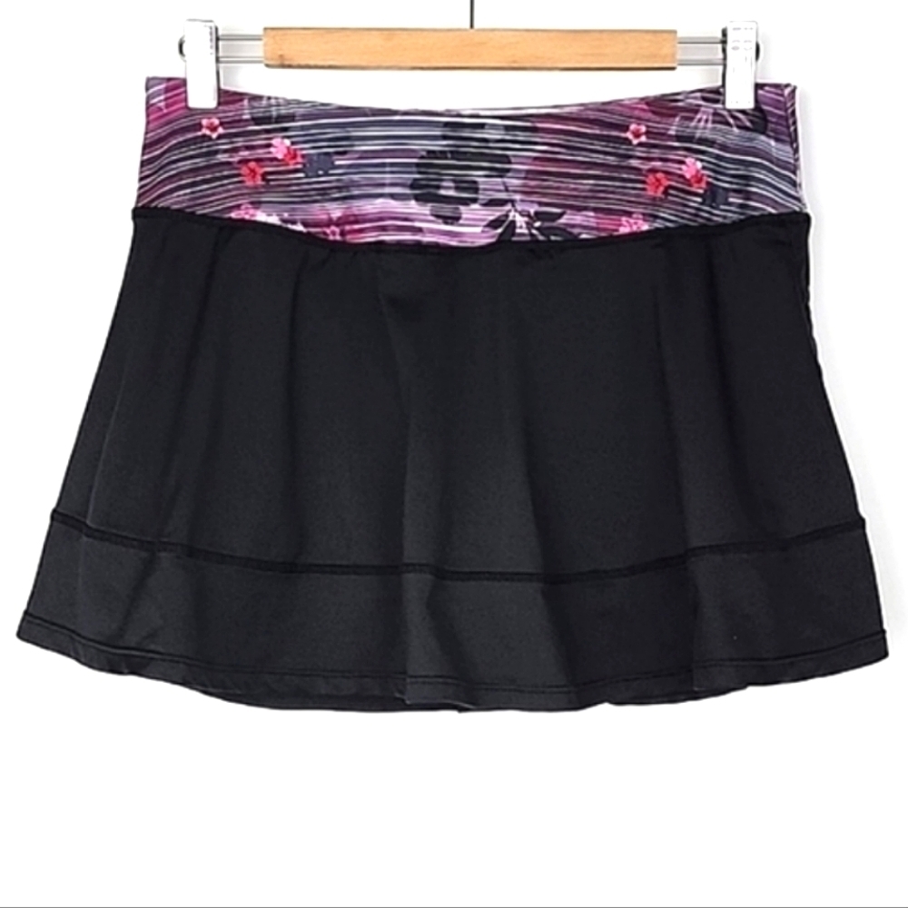 Pure & Simple Active Skort Skirt Black Pink Multi Floral M